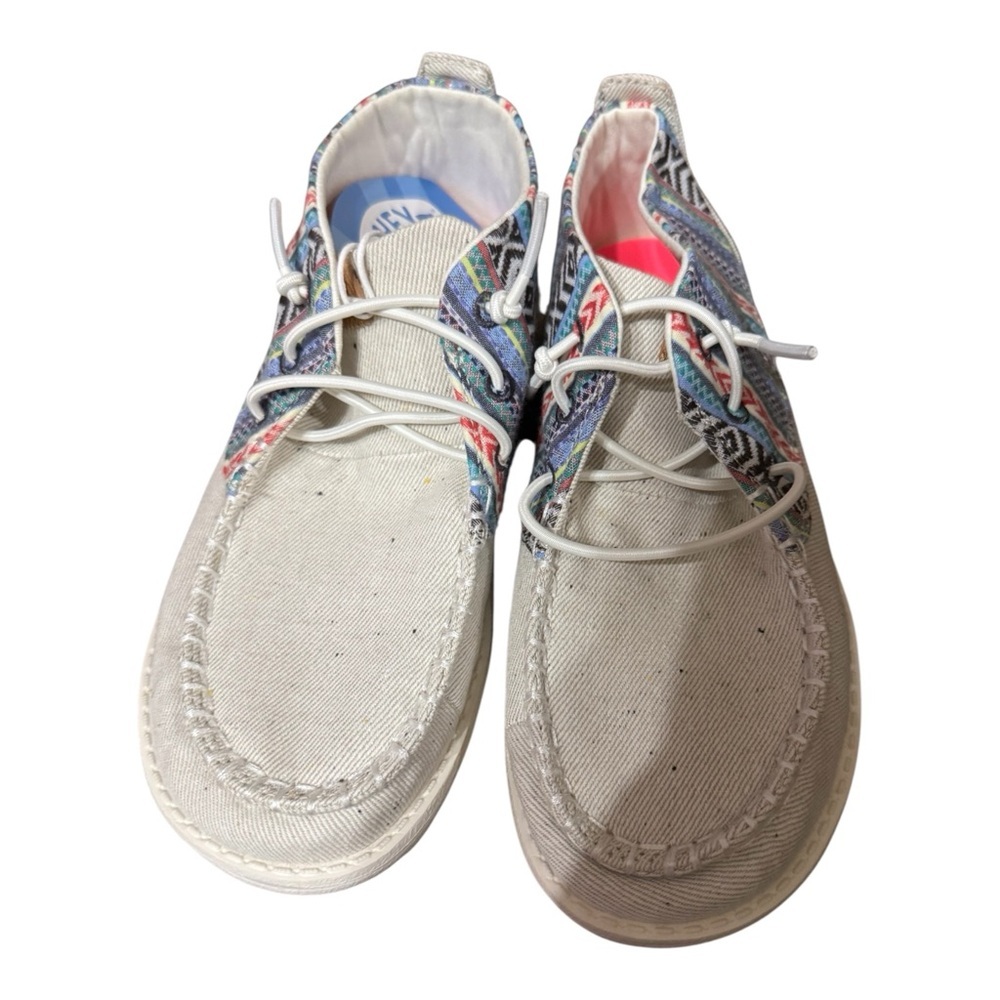 Hey Dude Light Grey Slip-On Shoes with Pink Insole